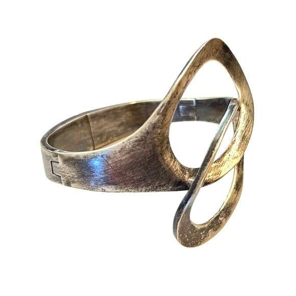 Alicia Plata Joyeria Mexico 950 Silver Hinged Cuff Bracelet TO-40 Modern Design - Picture 4 of 11